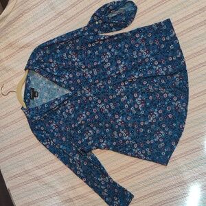 Liz Claiborne Blue/Aqua For Floral Blouse